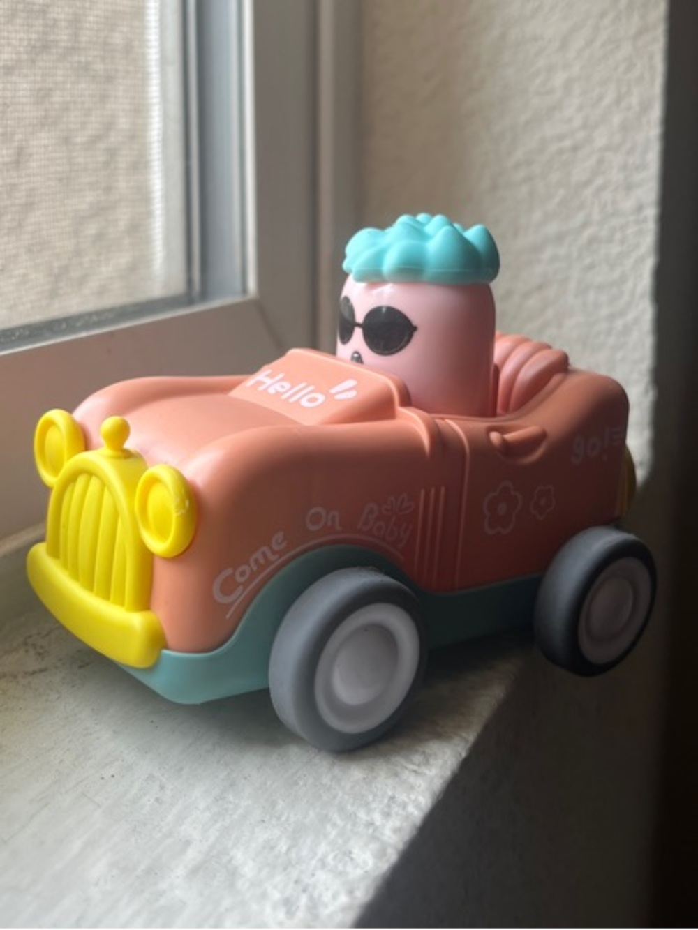 Target Peach & Teal Kids Ride-On Toy Car with Yellow Grill